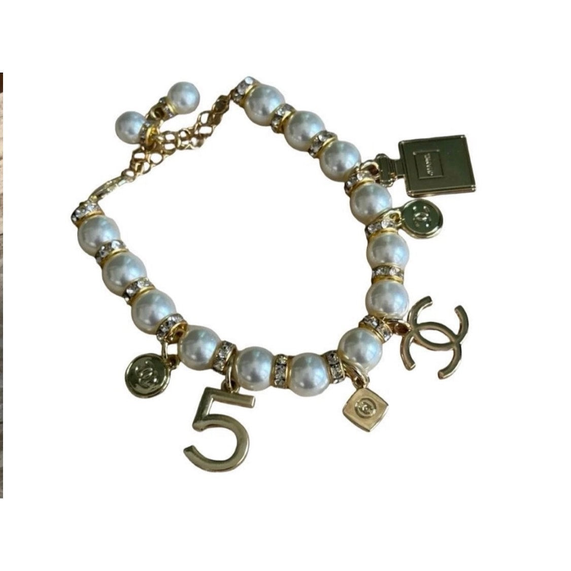 Chanel GWP charm pearl bracelet