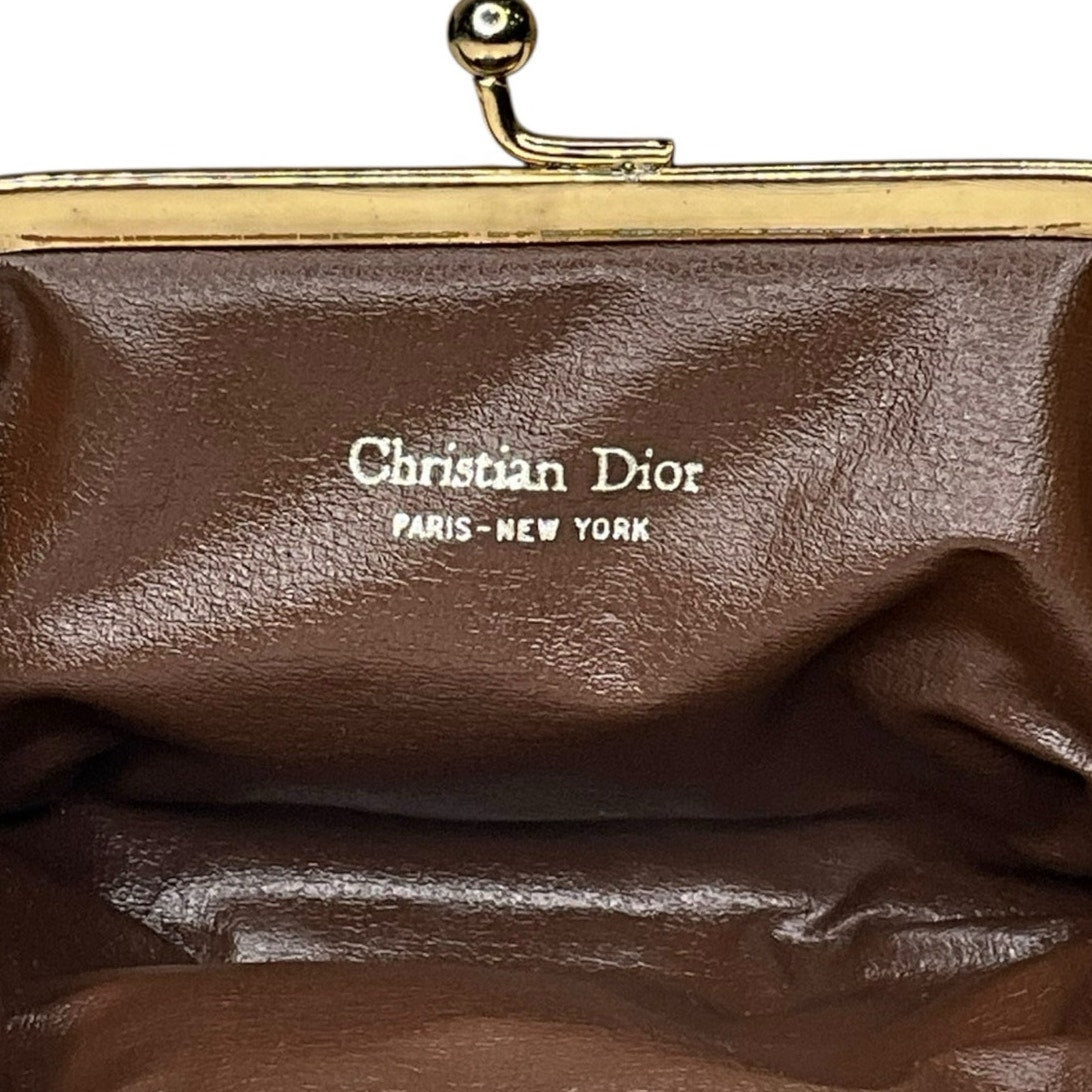 Christian Dior Red Canvas Leather Coin Purse Kiss Lock Wallet