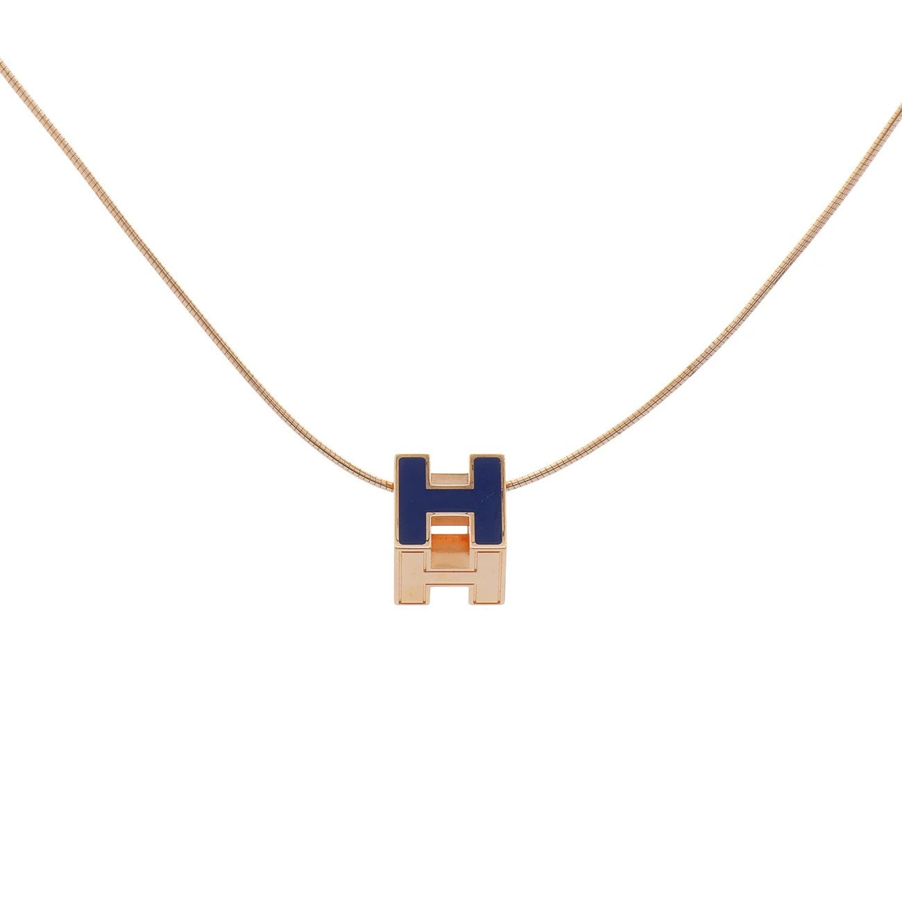 Hermes Blue Rose Gold Necklace