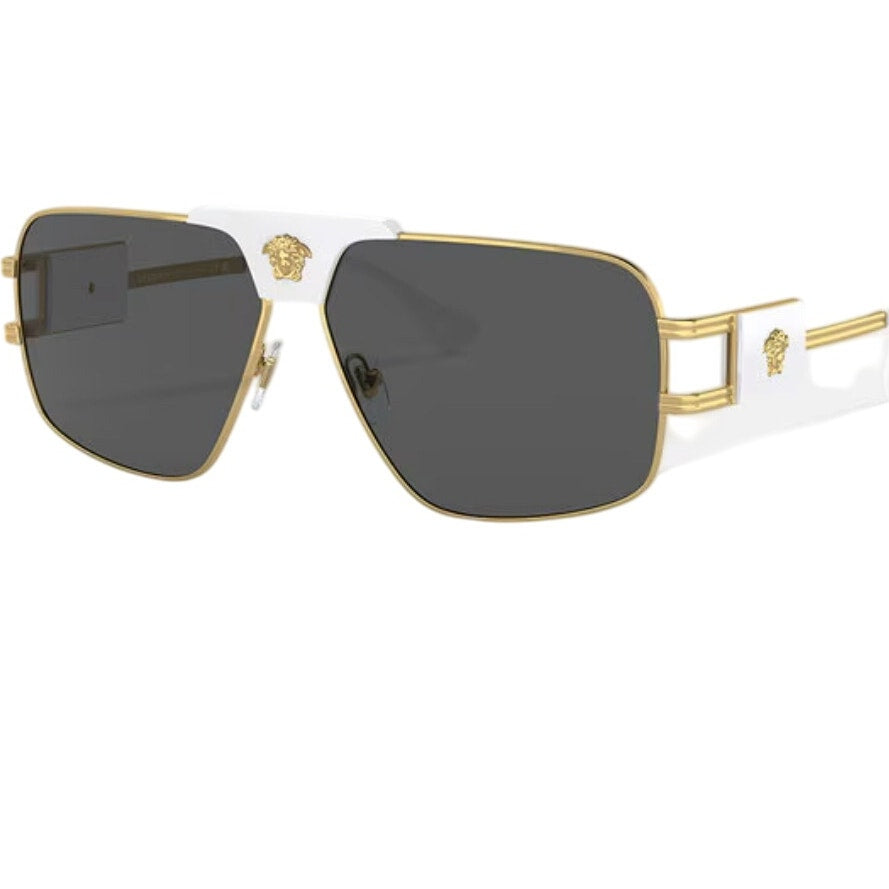 VERSACE Medusa NAVIGATOR Gold Stud White Aviator Unisex Sunglasses VE2251 2251