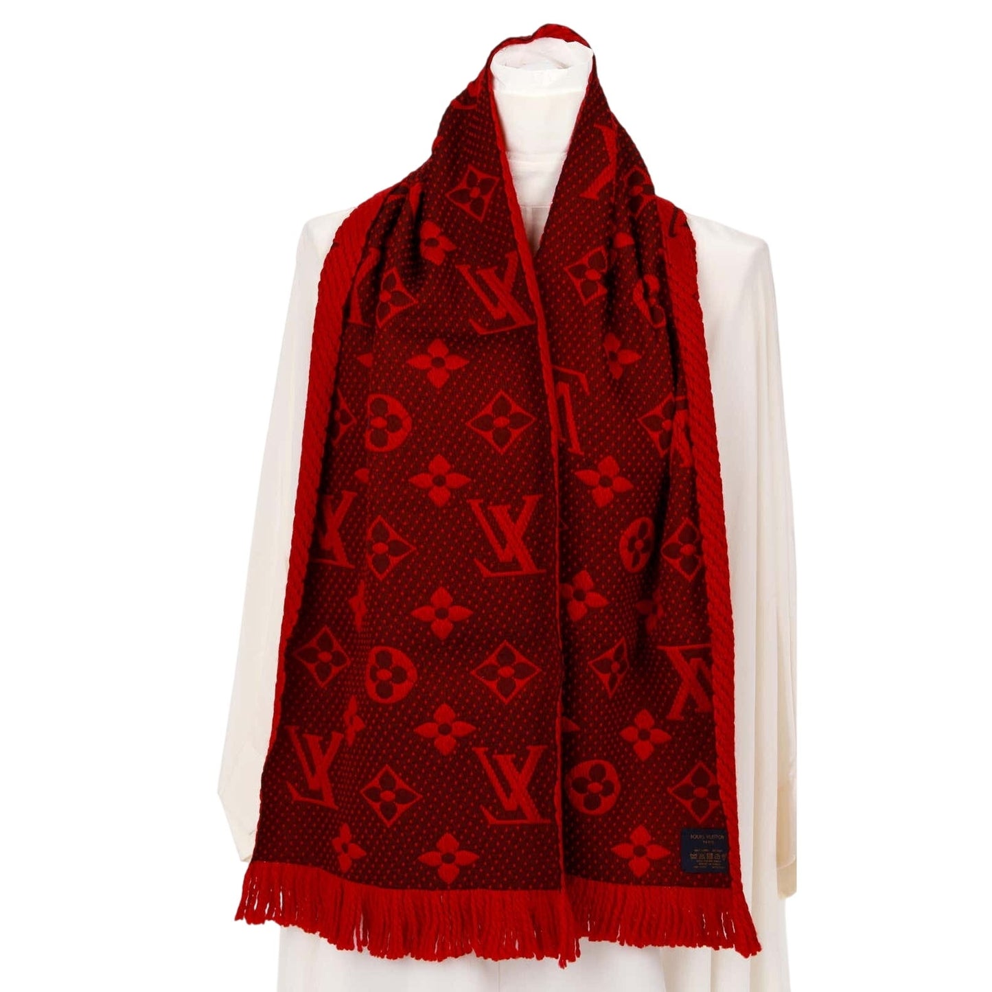 Louis Vuitton Red Logomania Reversible Wool Scarf