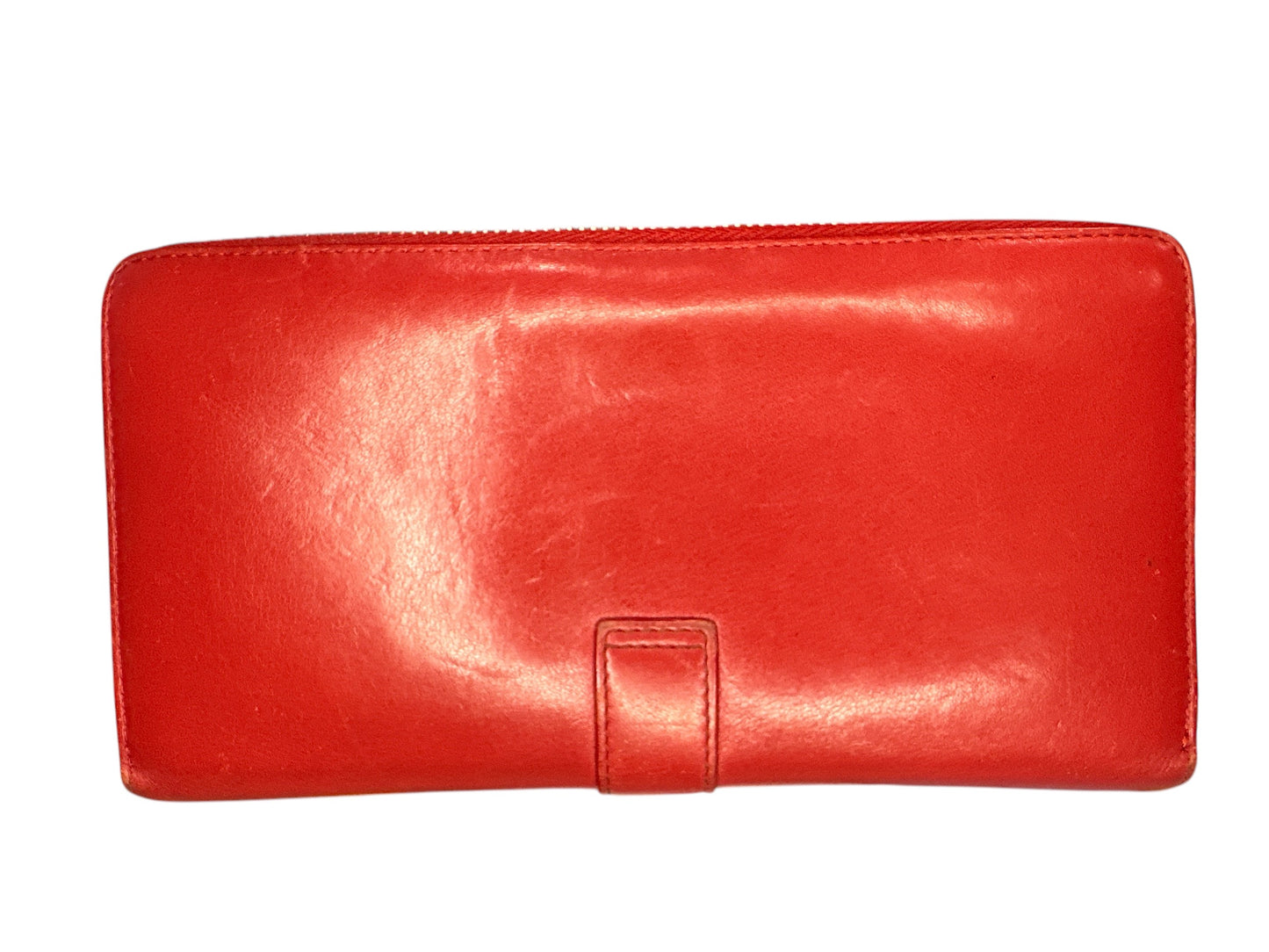 Saint Laurent Red Leather Monogram Zip Around Wallet - Clairely Amazing