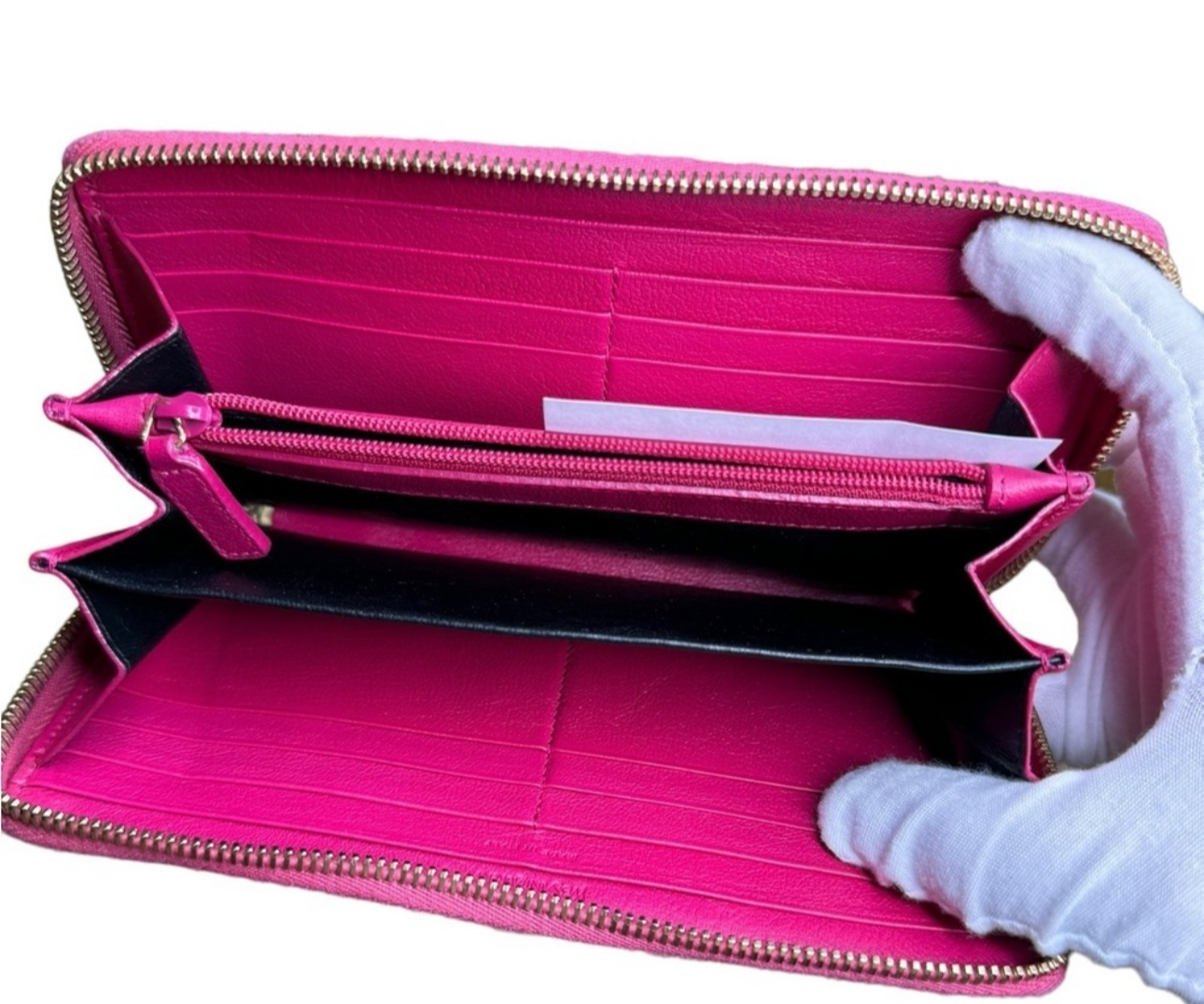 Saint Laurent Chevre Belle De Jour Zip Around Wallet Fuchsia - Clairely Amazing