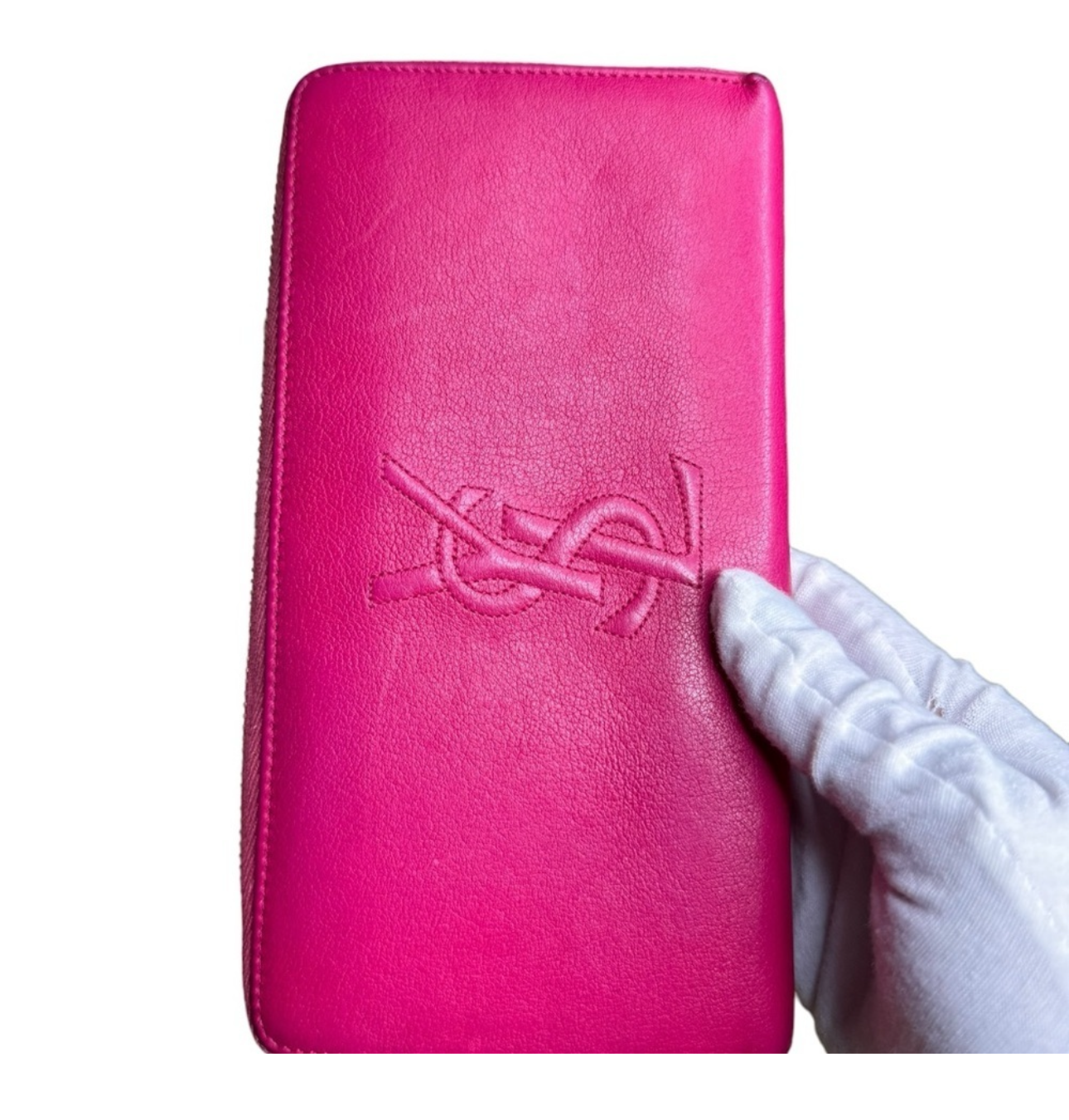 Saint Laurent Chevre Belle De Jour Zip Around Wallet Fuchsia - Clairely Amazing