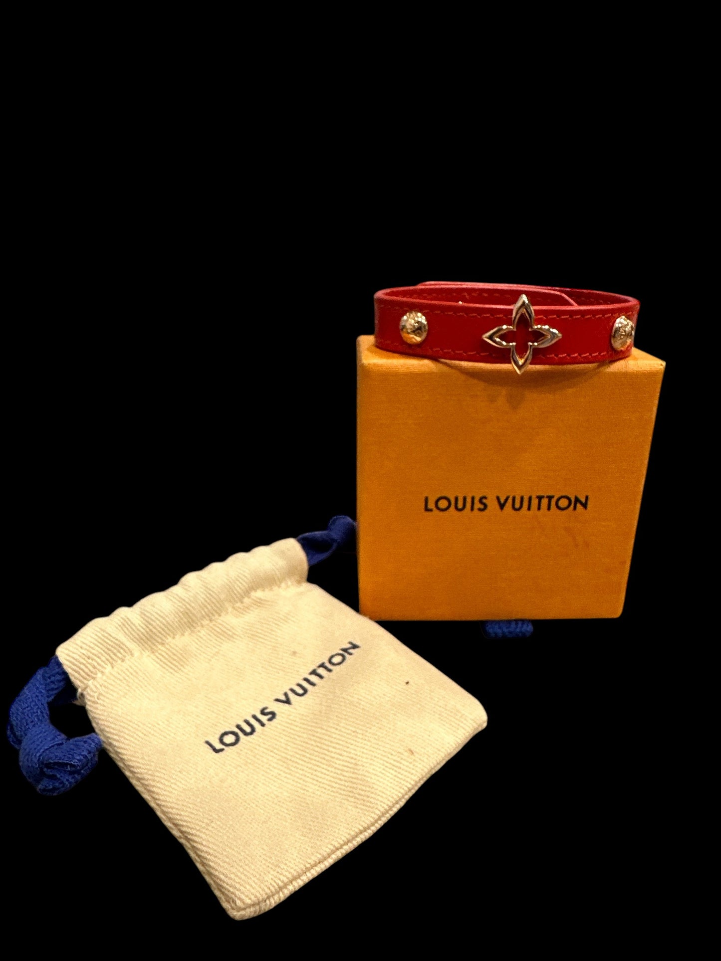 Louis Vuitton Leather Monogram Flower Bracelet - Clairely Amazing