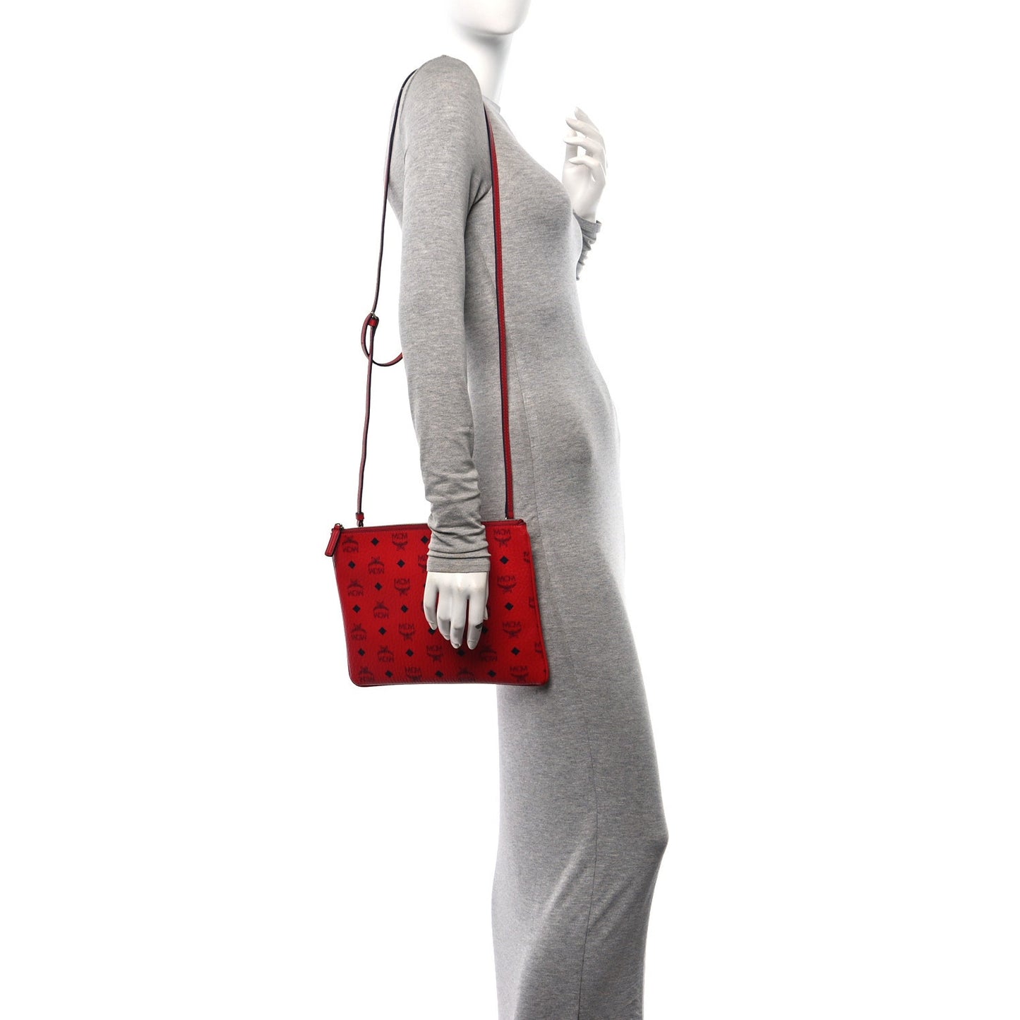 MCM Visetos Medium Crossbody Pouch Ruby Red