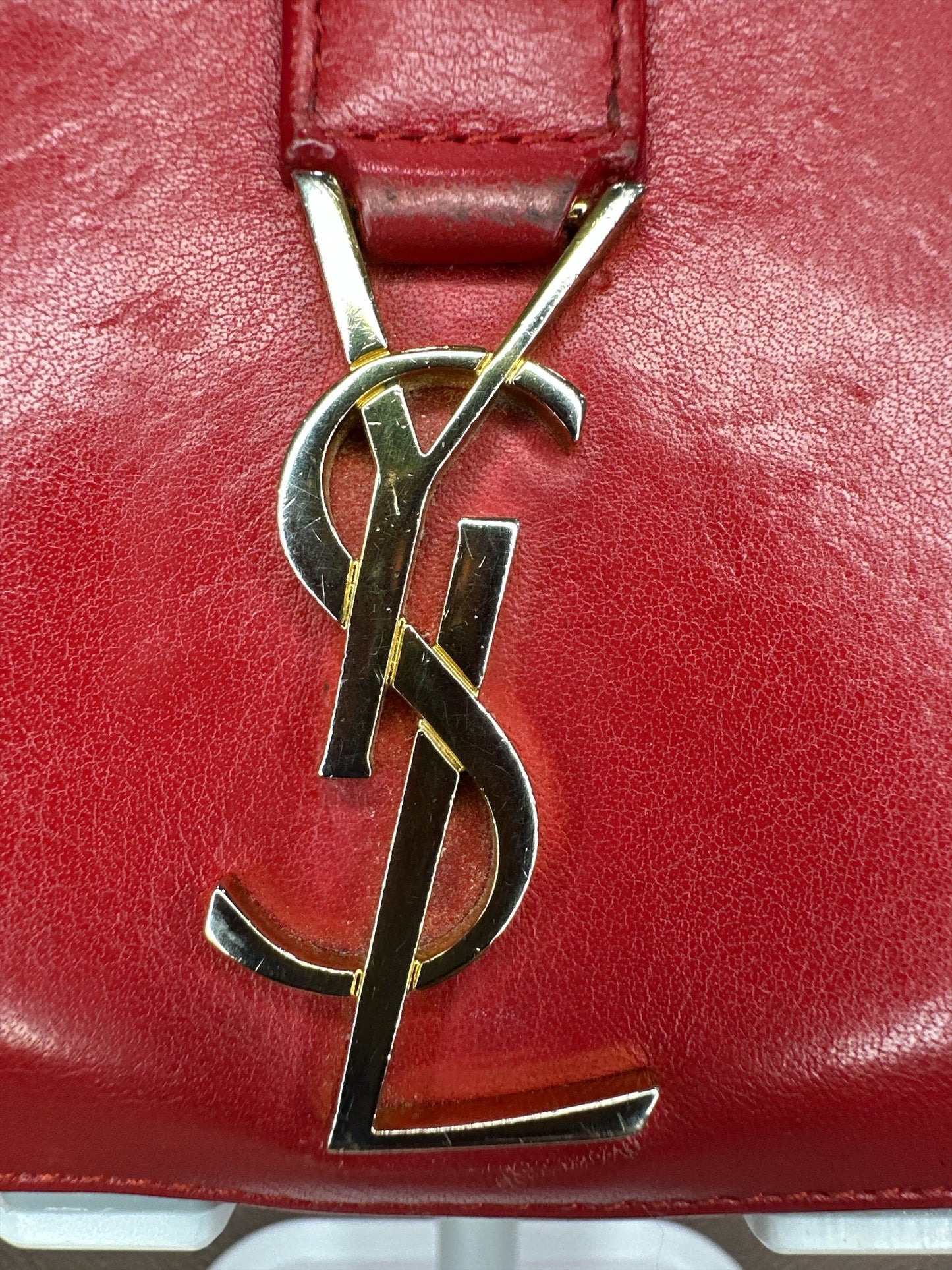 Saint Laurent Red Leather Monogram Zip Around Wallet - Clairely Amazing