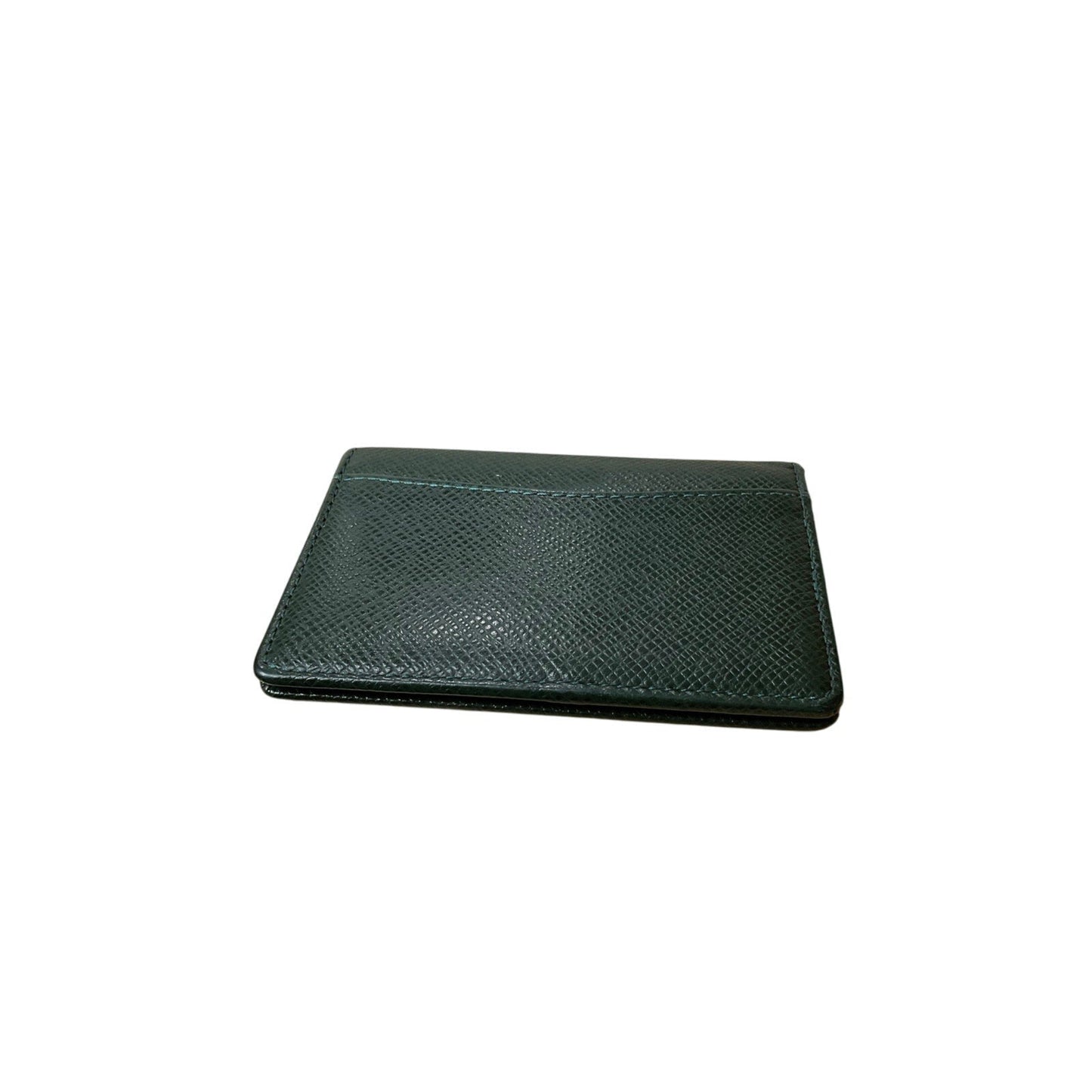 Green leather wallet on a white background