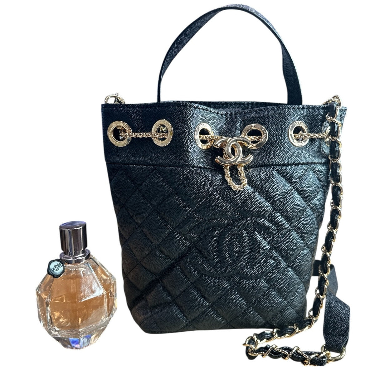 Chanel Makeup Line Bucket Quilted Mini Bucket Bag