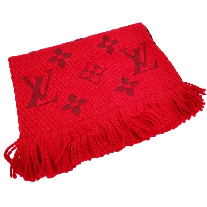 Louis Vuitton Red Logomania Reversible Wool Scarf
