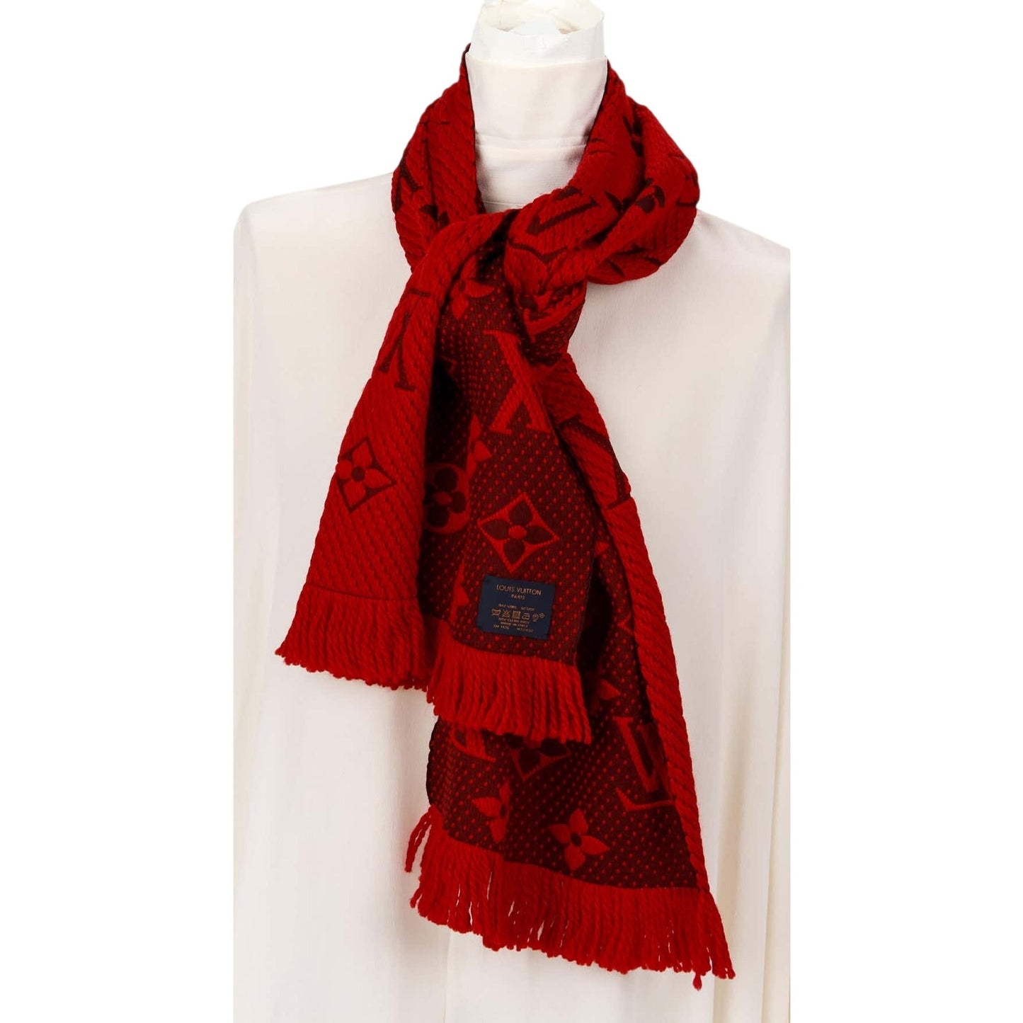 Louis Vuitton Red Logomania Reversible Wool Scarf