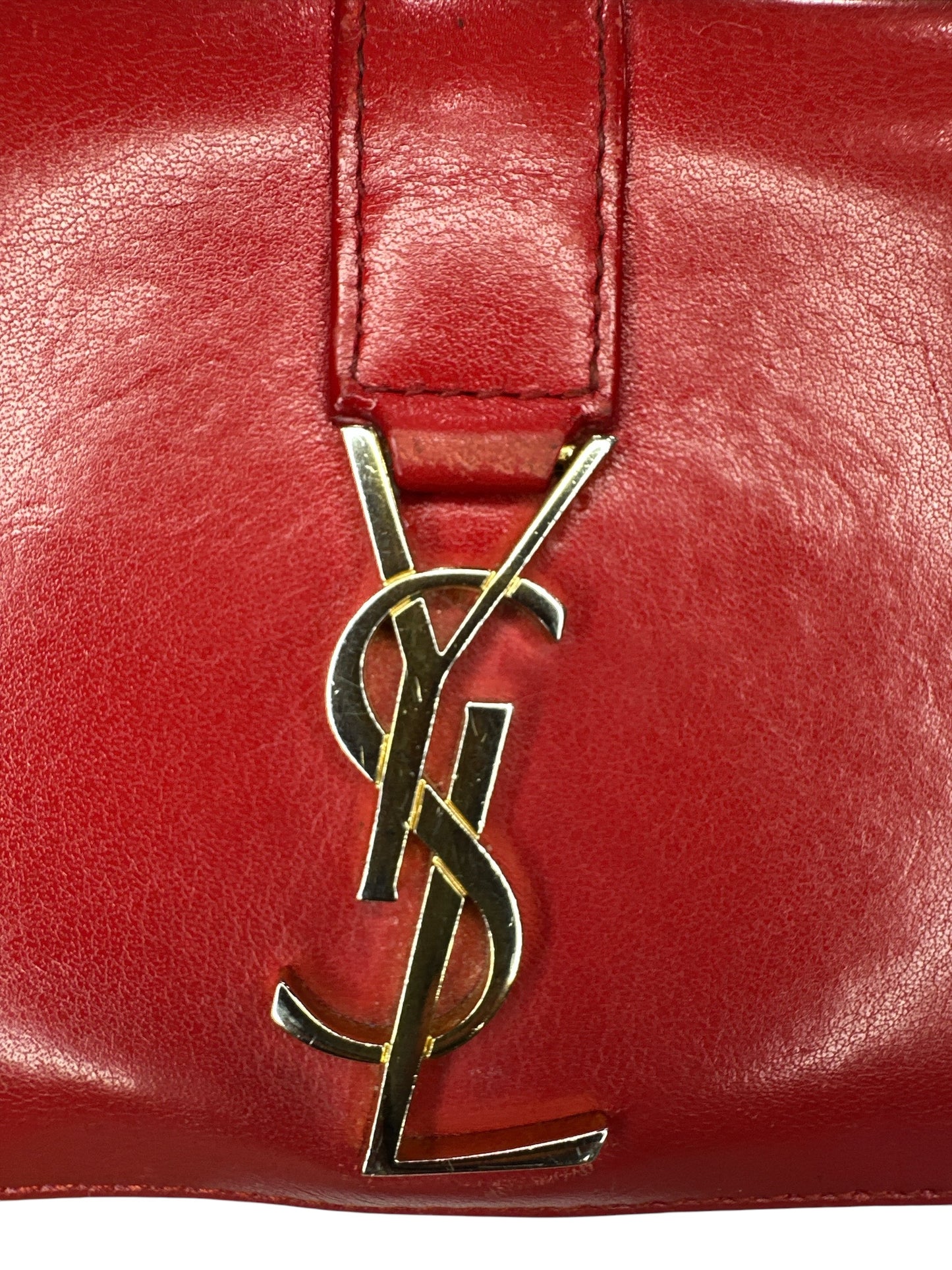 Saint Laurent Red Leather Monogram Zip Around Wallet - Clairely Amazing