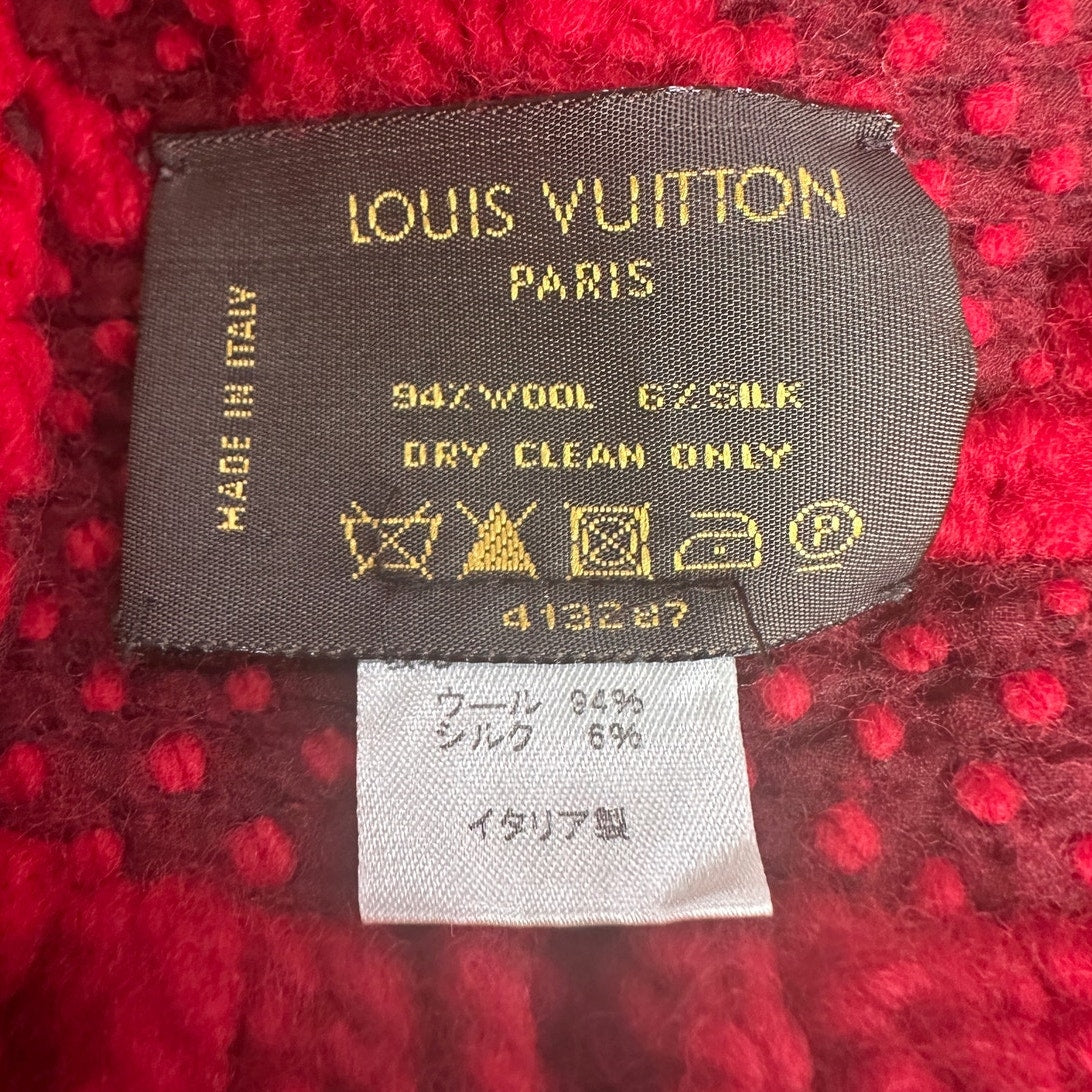 Louis Vuitton Red Logomania Reversible Wool Scarf