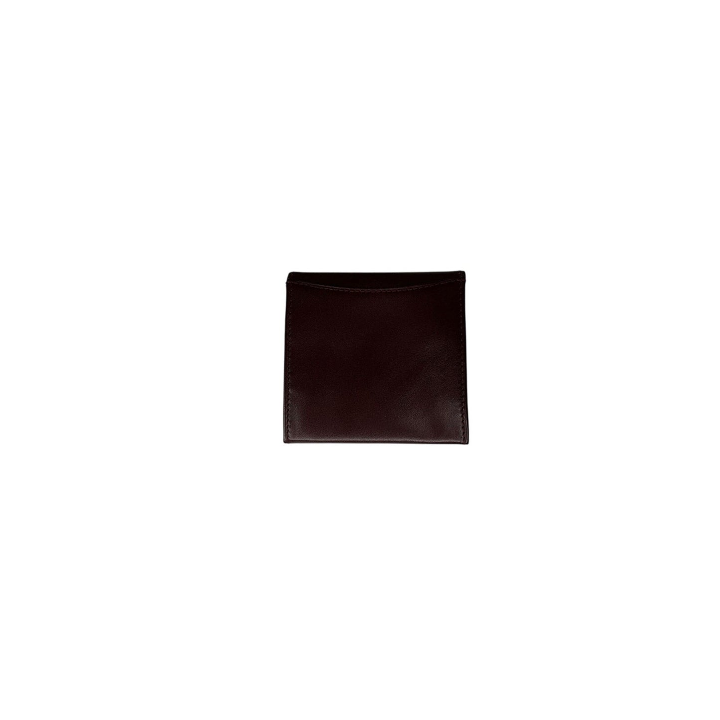 Dark brown leather pouch on a white background