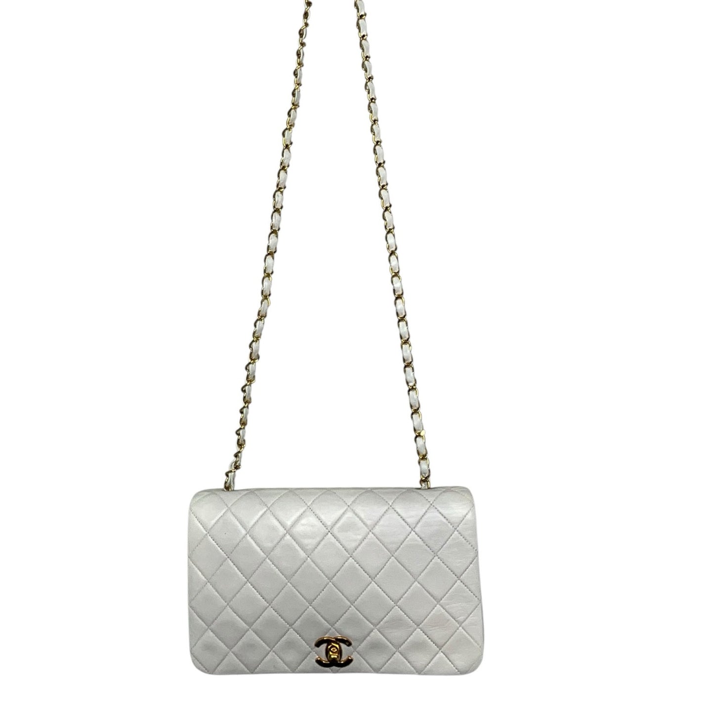 Chanel White Classic Medium Full Flap Bag