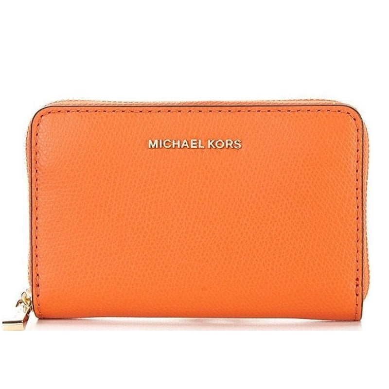 Michael Kors Jet Set Small Zip Around Gold-Tone Hardware Card Case