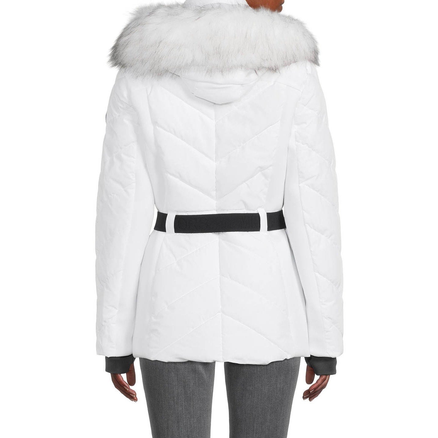 MICHAEL KORS Faux Fur Trim Quilted Puffer Coat - WHITE