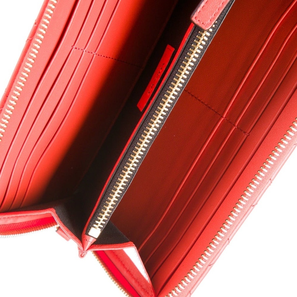 Versace Orange and Gold Quilted Continental wallet