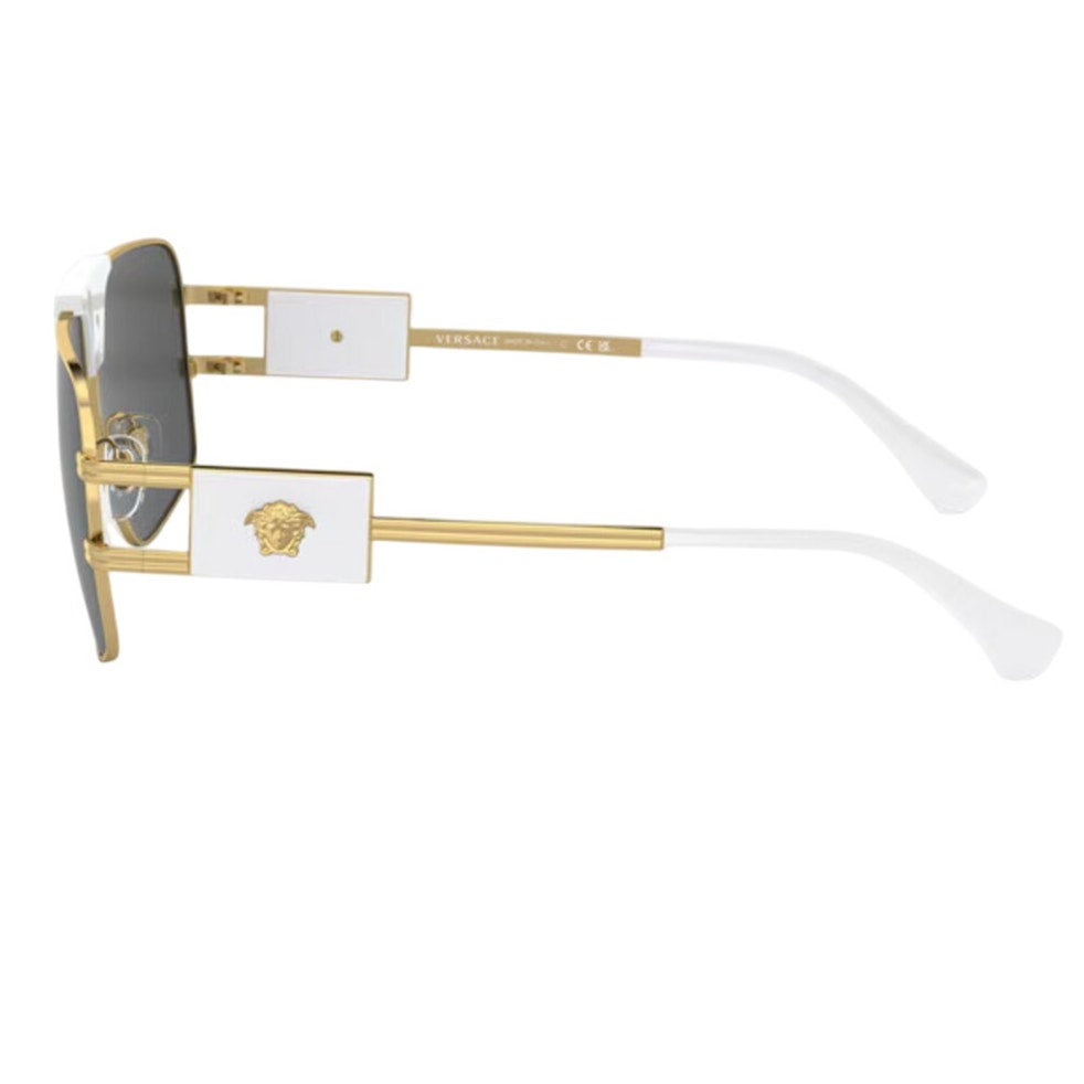 VERSACE Medusa NAVIGATOR Gold Stud White Aviator Unisex Sunglasses VE2251 2251