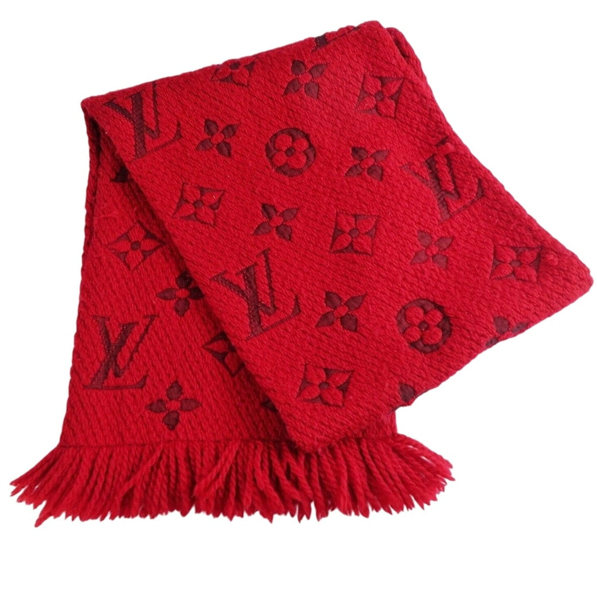 Louis Vuitton Red Logomania Reversible Wool Scarf