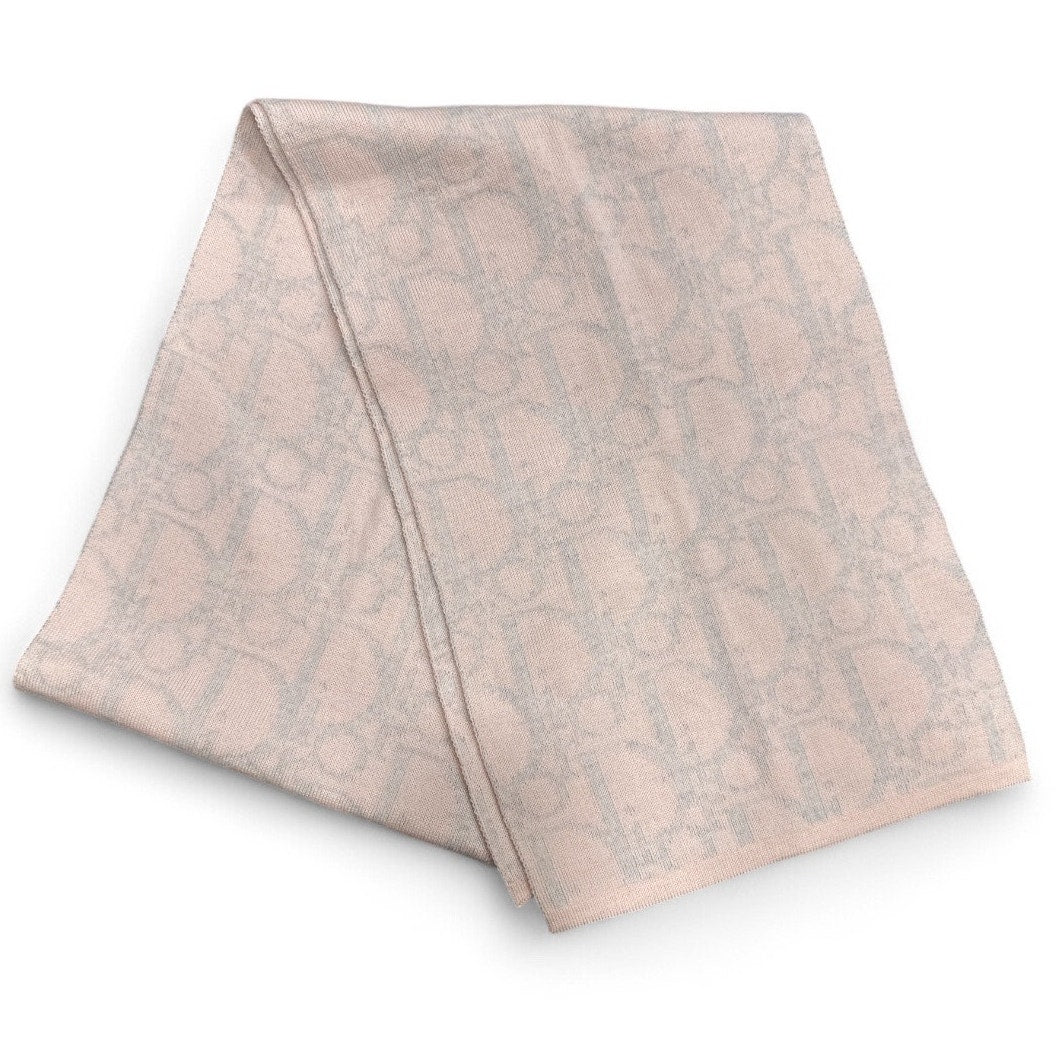 Christian Dior Pink & Gray Monogram Wool Scarf