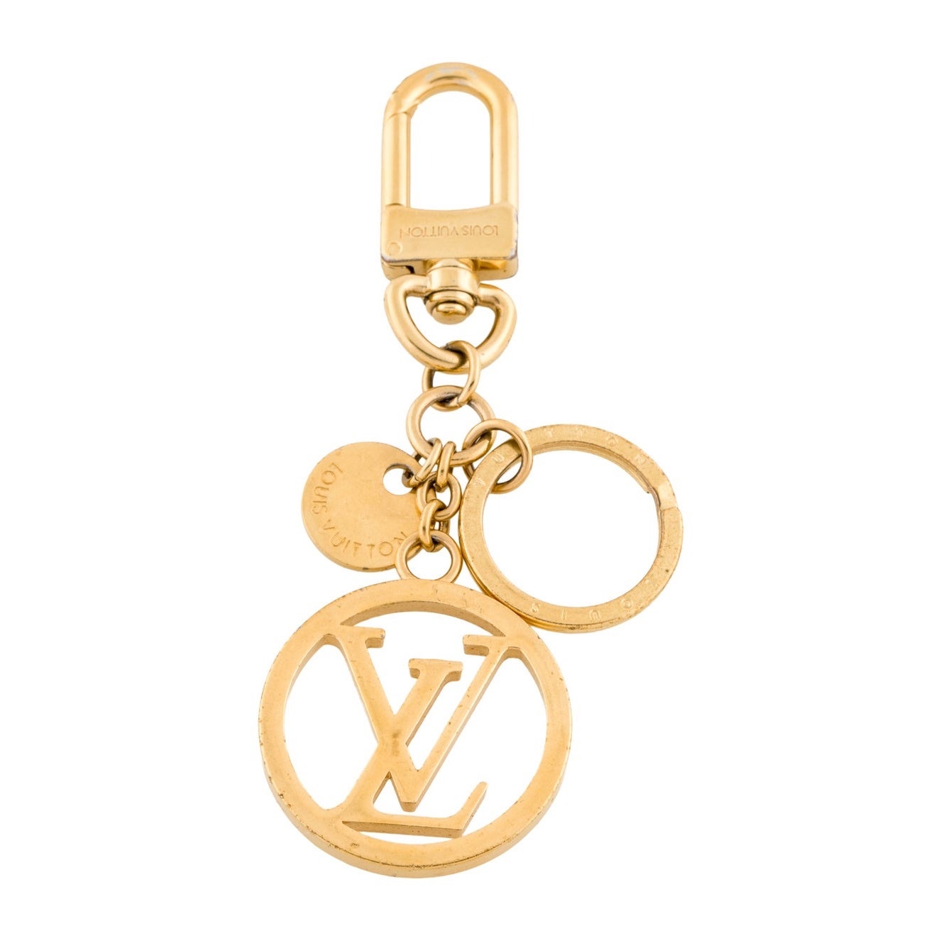 Louis Vuitton Authentic Porte Cle LV Circle Bag Charm Key Ring GP Gold 11