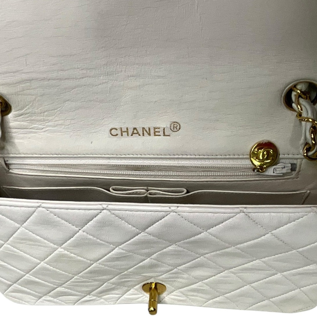 Chanel White Classic Medium Full Flap Bag