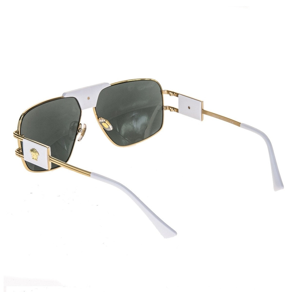 VERSACE Medusa NAVIGATOR Gold Stud White Aviator Unisex Sunglasses VE2251 2251