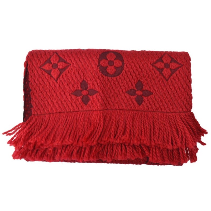 Louis Vuitton Red Logomania Reversible Wool Scarf
