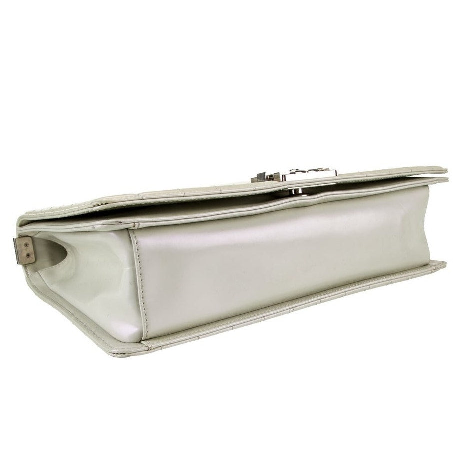 Chanel Pearl Iridescent Glazed Patent Leather Large Reverso Boy Flap Bag