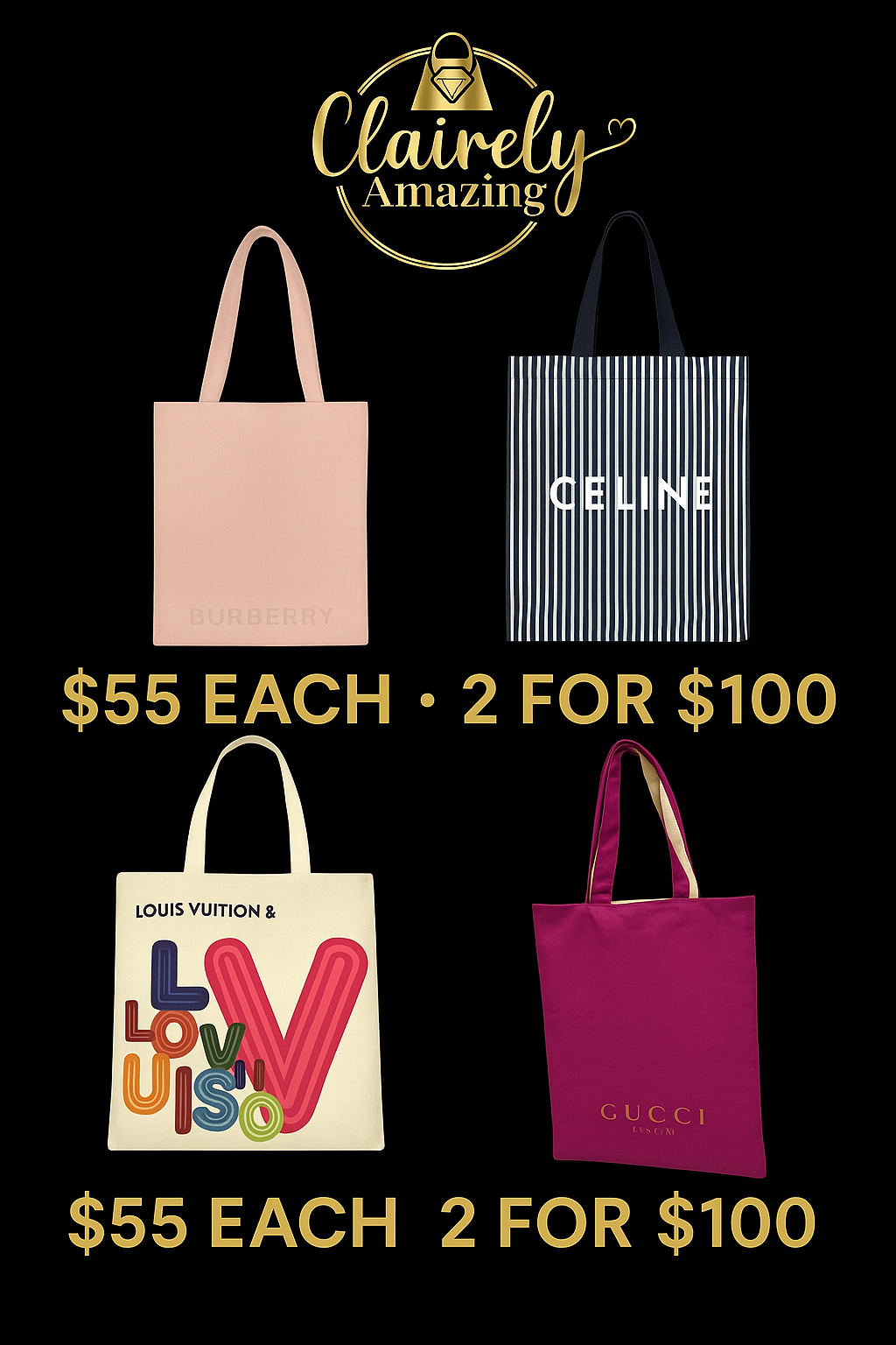 ✨Canvas Tote Bag Sale | Buy 2 Get for $100✨