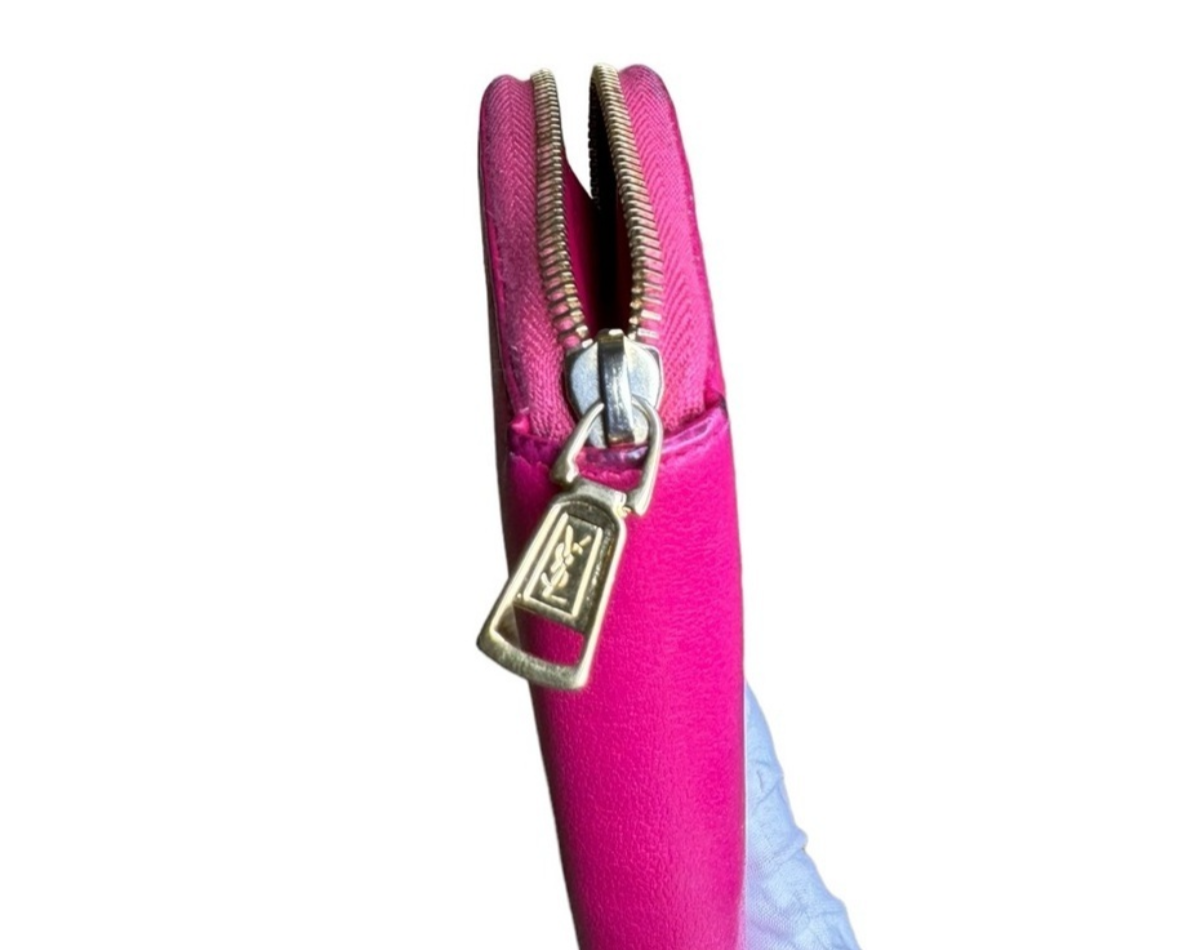Saint Laurent Chevre Belle De Jour Zip Around Wallet Fuchsia - Clairely Amazing