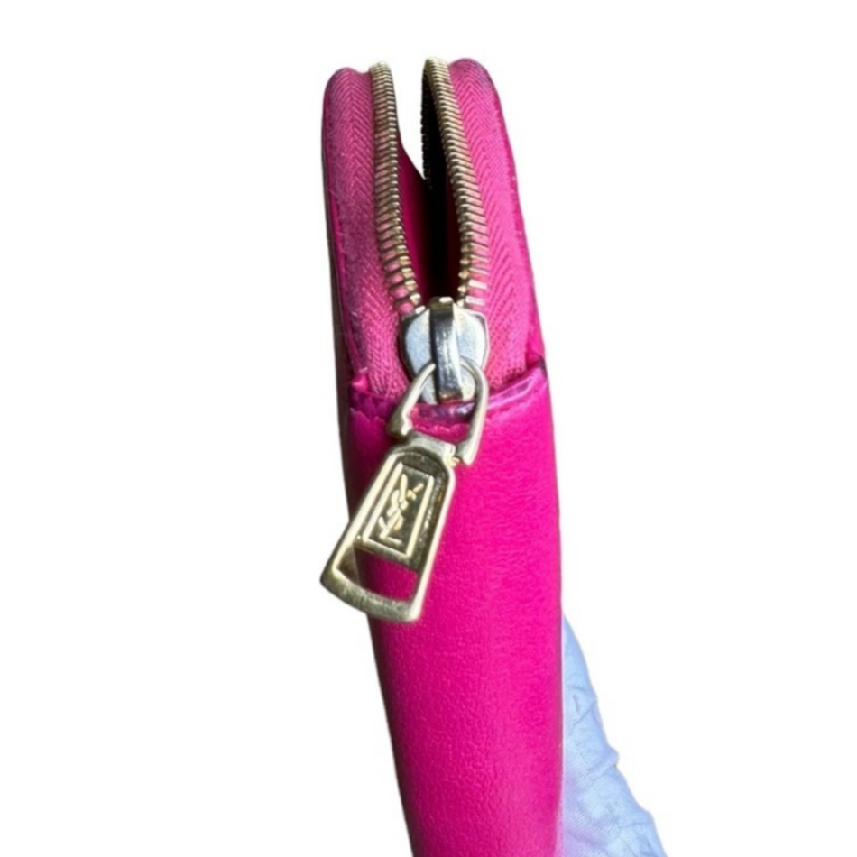 Saint Laurent Chevre Belle De Jour Zip Around Wallet Fuchsia - Clairely Amazing