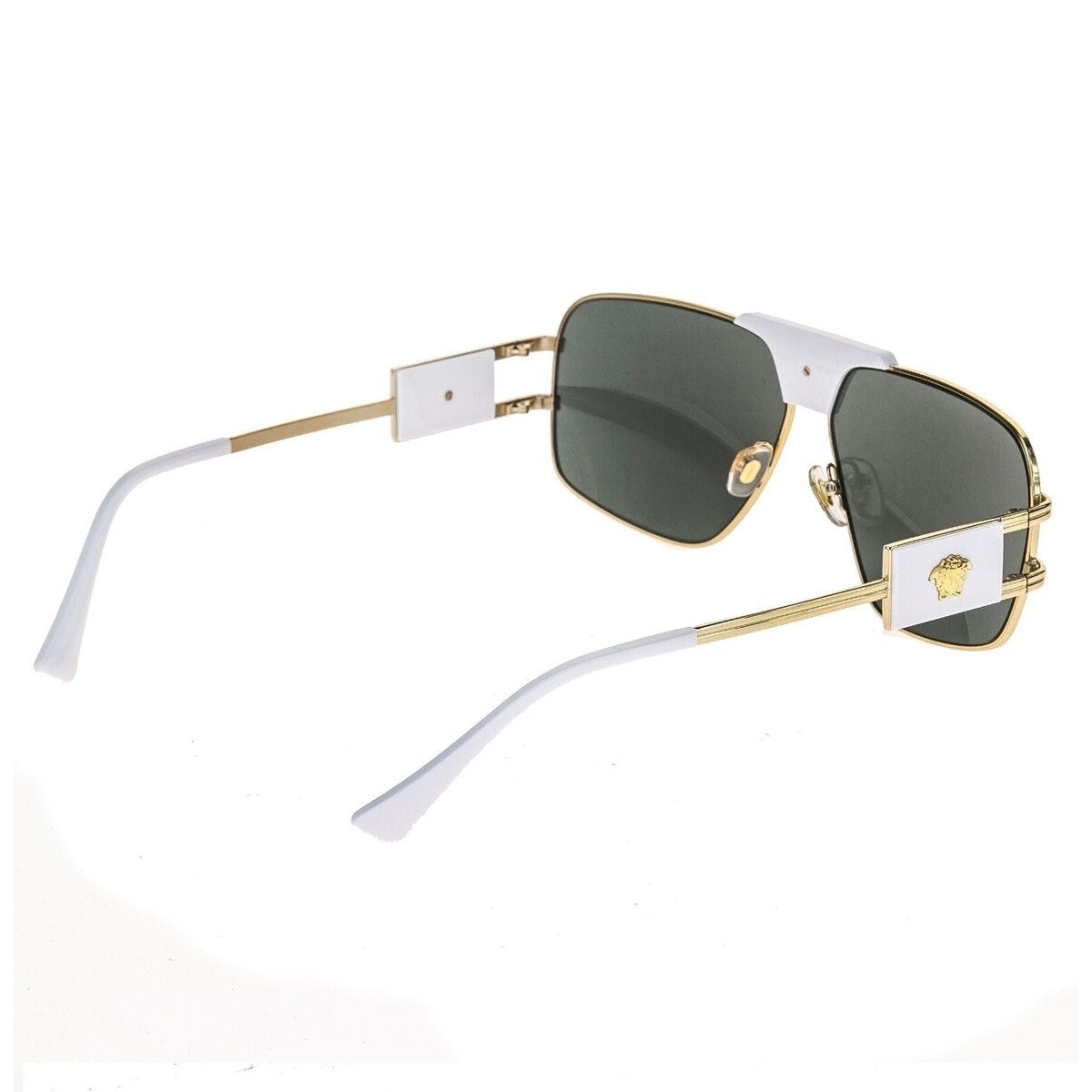 VERSACE Medusa NAVIGATOR Gold Stud White Aviator Unisex Sunglasses VE2251 2251