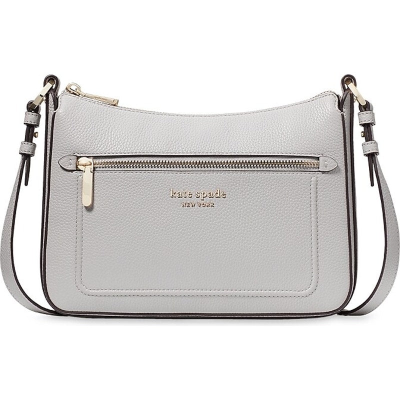 Kate Spade Hudson Medium Pebbled Leather Crossbody - Platinum Gray
