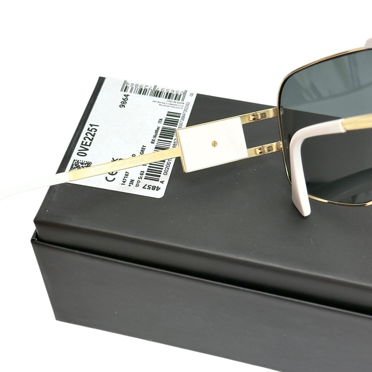 VERSACE Medusa NAVIGATOR Gold Stud White Aviator Unisex Sunglasses VE2251 2251