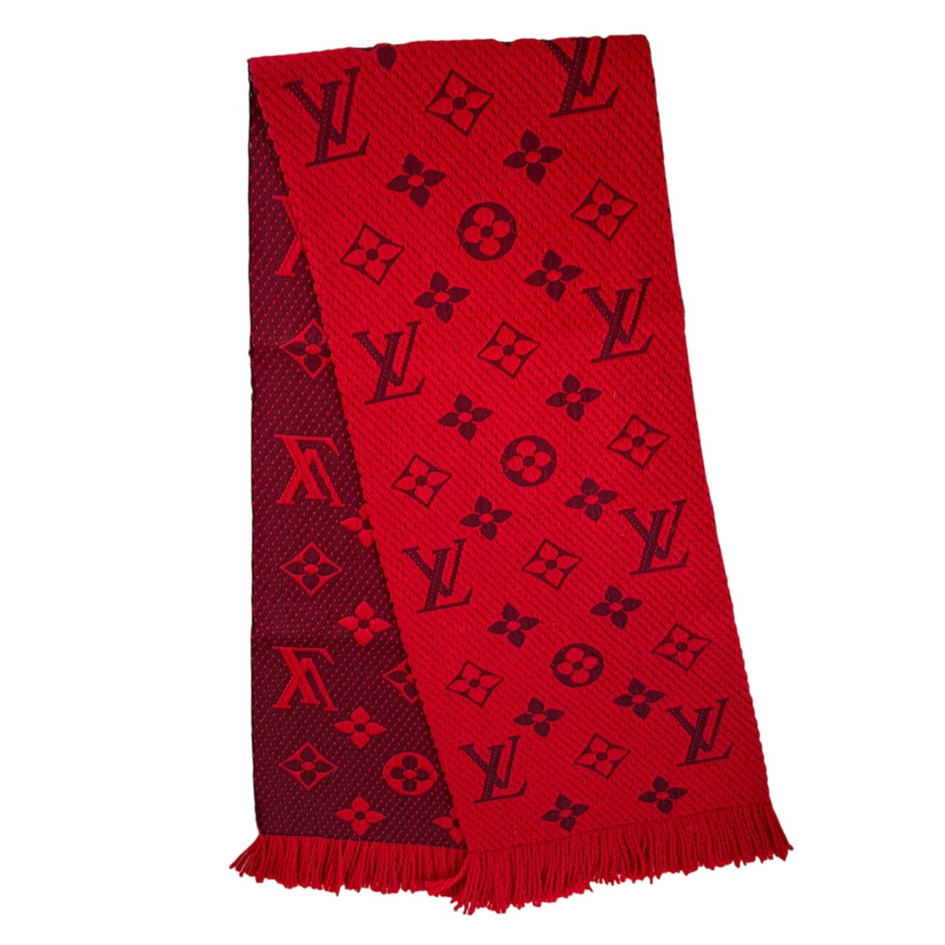 Louis Vuitton Red Logomania Reversible Wool Scarf