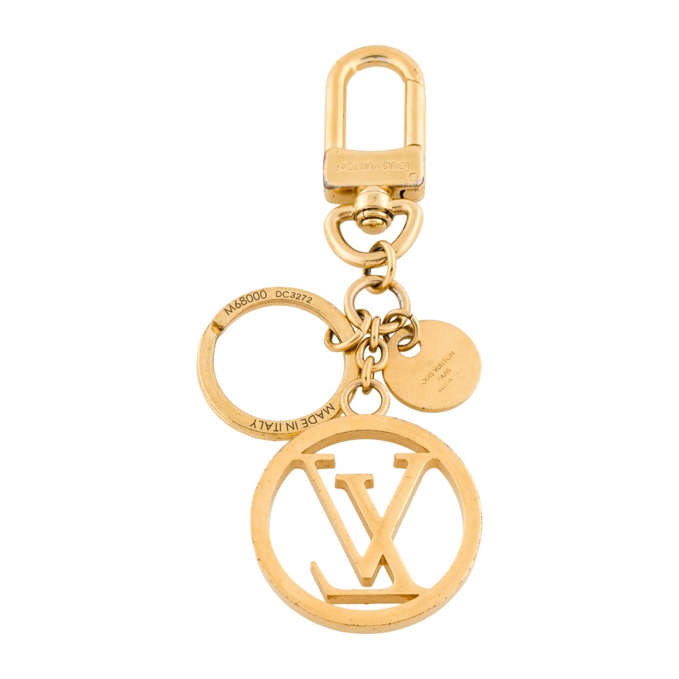 Louis Vuitton Authentic Porte Cle LV Circle Bag Charm Key Ring GP Gold 11