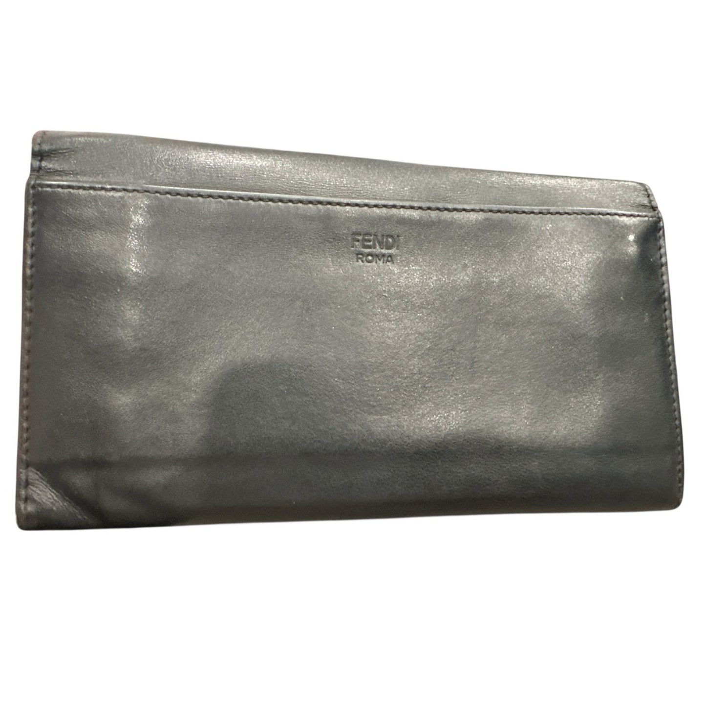 Fendi Black Leather Monster Eyes Long Wallet
