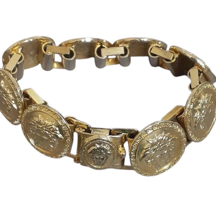 Iconic 1990s Gianni Versace Gold-Tone Medusa Charm Bracelet