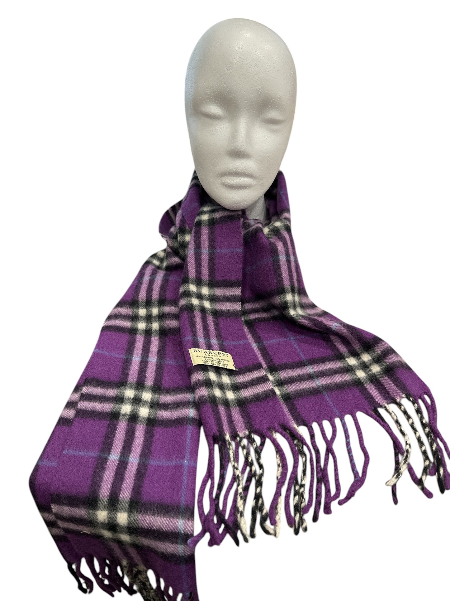 Burberry Merino Angora Rabbit (Rare) Purple Scarf - Clairely Amazing