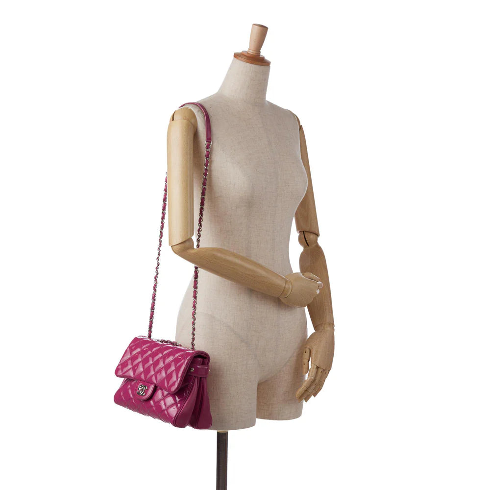 Chanel Double Compartment Flap Bag Quilted Patent Medium - Clairely Amazing