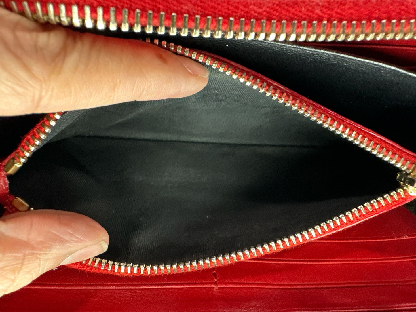 Saint Laurent Red Leather Monogram Zip Around Wallet - Clairely Amazing