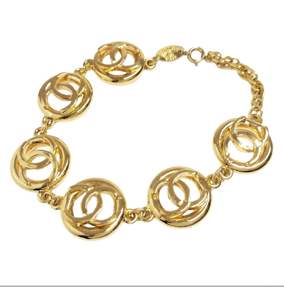 Chanel Gold Plated 1983 CC Chain Bracelet - Clairely Amazing