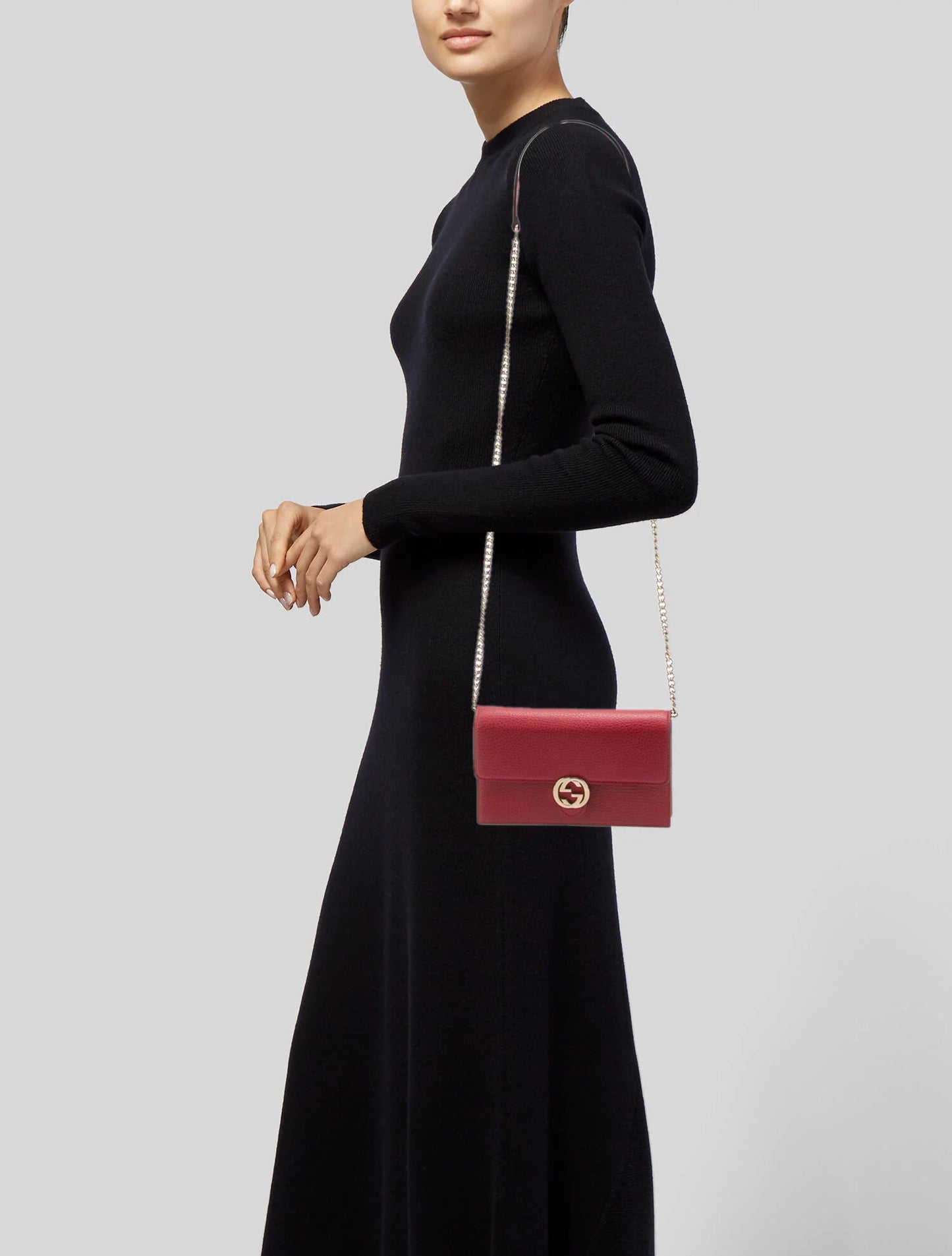 Gucci Red Leather Interlocking GG Crossbody - Clairely Amazing