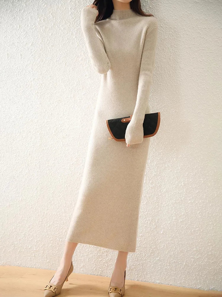 Merino Wool Knitted Sweater Dress