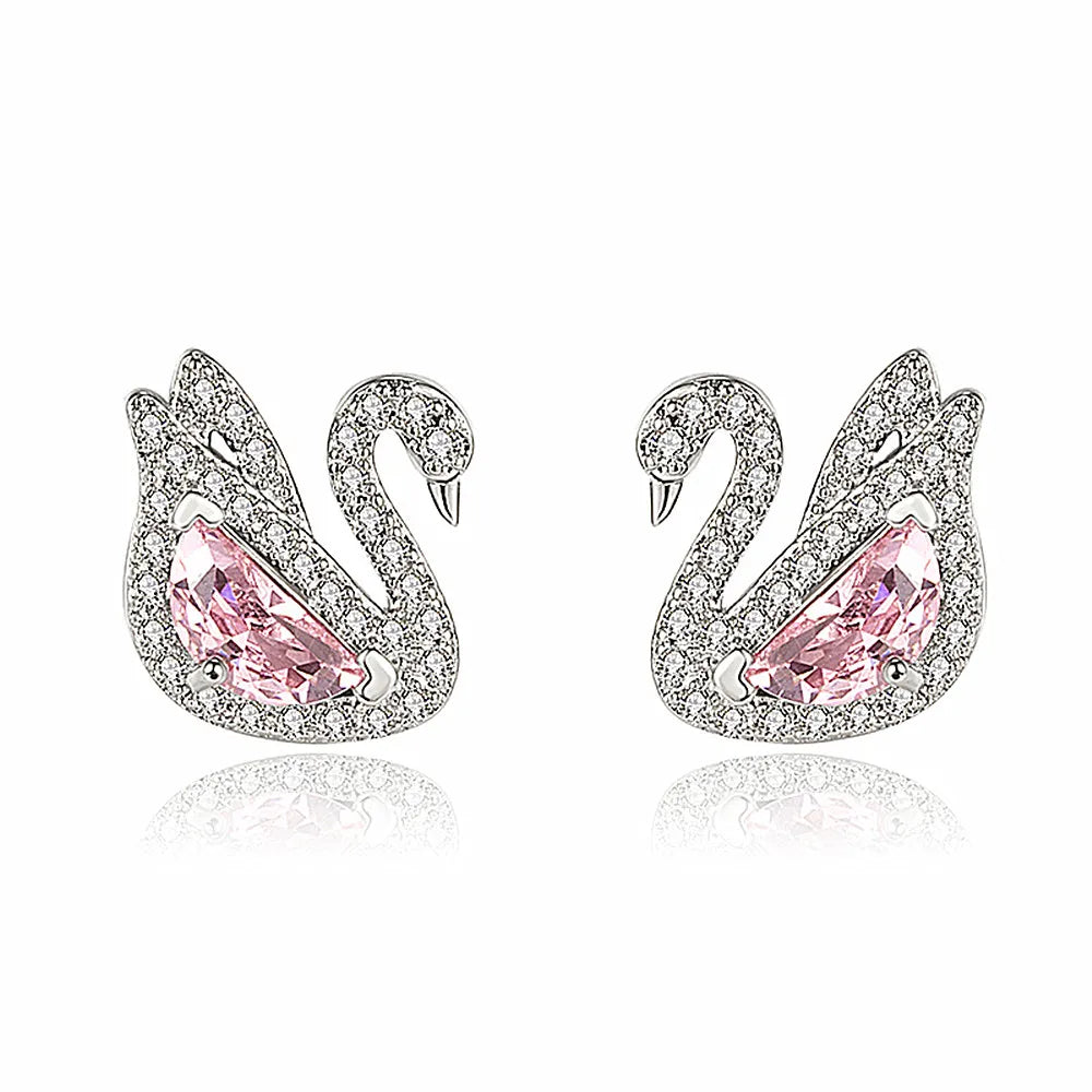 Swan Pink Crystal Earrings