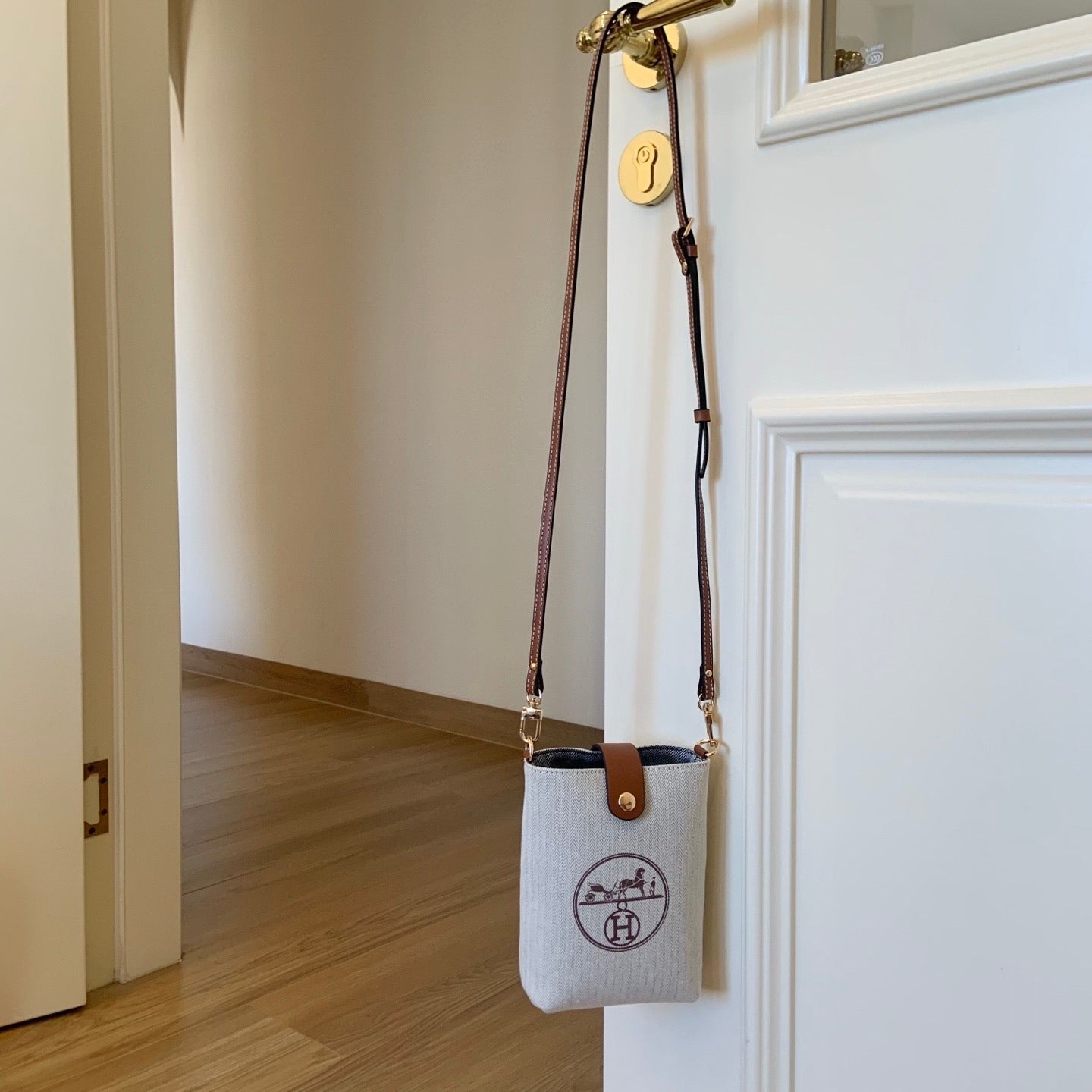 Hermès Style GWP Phone Holder Crossbody Bag – Canvas Mini Essentials Bag