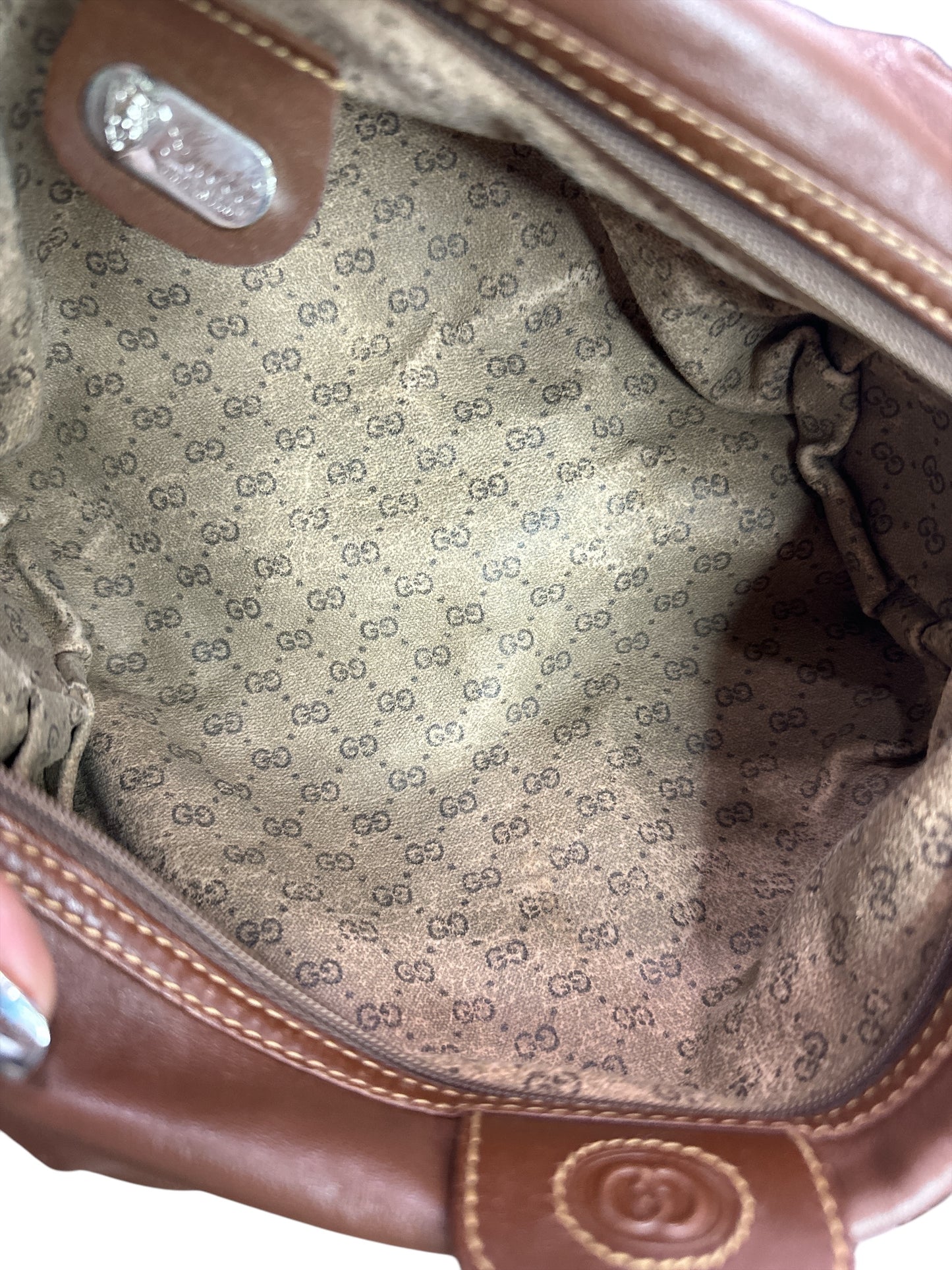 Gucci Vintage GG Logo Brown Pouch RARE - Clairely Amazing