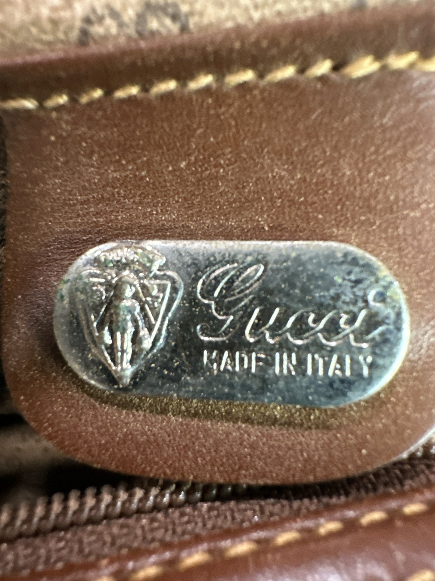 Gucci Vintage GG Logo Brown Pouch RARE - Clairely Amazing